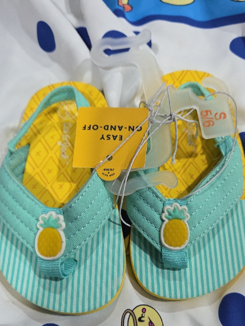 Cat & Jack Teal and Yellow Pineapple Toddler Flip Flops
